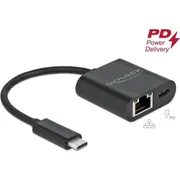 Delock Usb Type-CTrade Adapter to Gigabit Lan 10/100/1000 Mbps with Power Delivery port black  66644 4043619666447