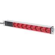 Digitus aluminum outlet strip with pre-fuse  8 safety outlets 2 m supply Iec C14 plug red Dn-95410-R 4016032369721 Alasszg00000005