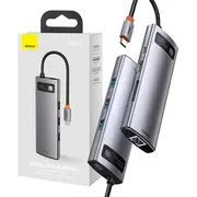 Hub 8In1 Baseus Metal Gleam Series, Usb-C to 3X Usb 3.0  Hdmi Pd Ethernet Rj45 microSD Sd Cahub-Cv0G