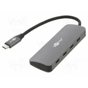 Hub Usb C socket x4,USB plug 3.2 grey 10Gbps  Goobay-76565 76565