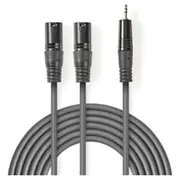 Kabelis Nedis 2X Xlr M - 3.5Mm 1.5M  Coth15310Gy15 5412810295869
