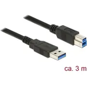 Kabelis Usb3.0 Am Gt Bm, 3.0M, melns, Delock  85069 4043619850693