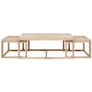 Kafijas galdiņš 3Gab Cornus 120X60Xh50Cm/51X56Xh44Cm 2Gab., galda virsma ozola finierskaida, krāsa balta  Ac62865 5705994847376