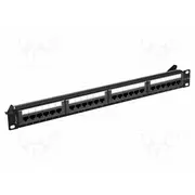 Patch panel black Number of ports 24 19 Cat 6A rack  Ppua-1024-B