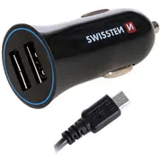 Swissten Auto Lādētājs 12V - 24V / 1A  2.1A un Micro Usb vads 1.5M Sw-Cch-2.4Ax2-B 8595217440562