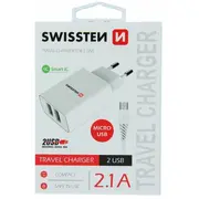 Swissten Smart Ic Tīkla Lādētājs 2X Usb 2.1A ar Micro vadu 1.2M  Sw-Set-2X2.1Awcm-Wh 8595217464384
