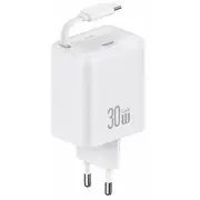 Usams Yc Series tīkla lādētājs  30W Gan, Pd, Qc Usb-C uz vads komplektā balts Cc241Tc02 6958444991085 85044030