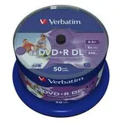 Verbatim 50XdvdR Dl 8.5 Gb 8X Sp  43703 0023942437031 Wlononwcrdfu2