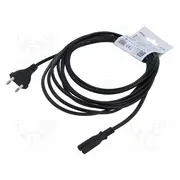 Cable 2X0.75Mm2 Cee 7/16 C plug,IEC C7 female Pvc 5M black  Savkabelcl-185 Cl-185