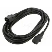Cable 3X1Mm2 Iec C13 female,IEC C14 male Pvc 5M black 10A  Pc-189-Vde-5M