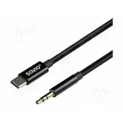 Cable Jack 3.5Mm plug,USB C plug 1M black textile  Savkabelcl-187 Cl-187
