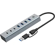 Conceptronic Hubbies20G interfeisa centrmezgls Usb 3.2 Gen 1 3.1 Type-C 5000 Mbit/S Pelēks  4015867238288