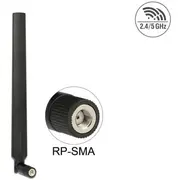 Delock Wlan 802.11 ac/a/h/b/g/n Antenna Rp-Sma plug 5 - 7 dBi omnidirectional with tilt joint black  88899 4043619888993