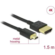 Kabelis Hs Hdmi ar Eth., Am  Dm, 4K, 1.5M Slim, Delock 84782 4043619847822
