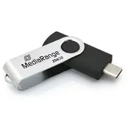 Mediarange Mr1955 Usb flash drive 256 Gb Type-C 3.2 Gen 1 3.1 Black, Silver  519607 4260664879510 Wlononwcrsa02