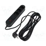Plug socket strip protective Sockets 3 230Vac 10A black 3M  W-00012 Al3/Pl/3M/Czarny