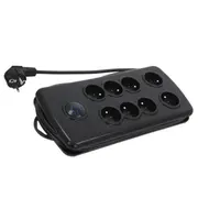 Plug socket strip protective Sockets 8 230Vac 10A black 2.5M  Qs-50161 50161