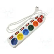Plug socket strip supply Sockets 6 250Vac 16A white 1.5M  Lps259