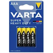 R03 Aaa baterija 1.5V Varta Superlife / Super Heavy Zinc-Carbon iepakojumā 4 gb.  Bataaa.zn.v4 4008496676187