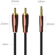 Ugreen Av170 2X Rca cable Cinch jack 3.5Mm, 1M Black 80845  Ugreen/80845 6957303888450