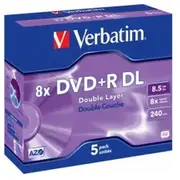 Verbatim Matricas DvdR Dl  8.5Gb Double Layer 8X Azo 5 Pack Jewel 43541V 023942435402
