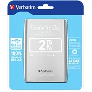 Verbatim Store N Go Usb 3.0 Portable Hard Drive 2Tb Silver  53189 023942531890 21288929
