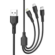 Xo cable Nb230 3W1 Usb - Lightning  Usb-C microUSB 1,0M 2,4A black Gsm180867 6920680833528 85444290