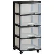 Atvilktņu sistēma ar 4 atvilktnēm 20L Drawer System 37X39X80,5Cm melna/caurspīdīga  0806771146 3253926771319
