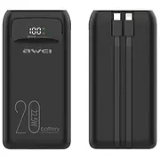 Awei P169K ārējais akumulators Powerbank  20000 mAh 22.5W Usb-C, Lightning melns 6954284002455 85076000