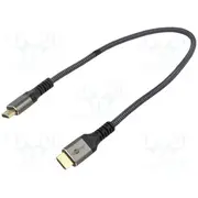 Cable Hdmi plug,both sides Pvc textile 2.1 Len 0.5M  Goobay-Plus-64999 64999