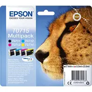 Epson T0715 tintes kārtridžs 1 pcs Oriģināls Standarta produktivitāte Melns, Tirkīzzils, Fuksīns, Dzeltens  C13T07154012 8715946624563