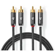 Kabelis Nedis 2X Rca - 1M  Catb24200Gy10 5412810318735