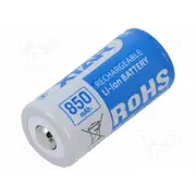 Re-Battery Li-Ion 16340 3.6V 850Mah Ø16.5X34Mm 2.5A 1Pcs.  Xtar-16340-0.85Ah 16340-85Pcm