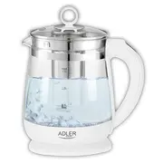 Adler  Kettle Ad 1299 Electric 2200 W 1.5 L Glass 360 rotational base White 5903887804615