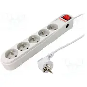Plug socket strip protective Sockets 5 250Vac 10A grey  Arc5/30/Sz