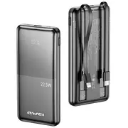 Awei P76K ārējais akumulators Powerbank  10000 mAh 22.5W melns 6954284009126 85076000