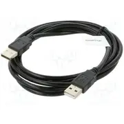 Cable Usb 2.0 A plug,both sides nickel plated 1.8M black  Ca-Usba20Cu-0018Bk Ca-Usba-20Cu-0018-Bk