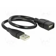 Cable Usb 2.0 A socket,USB plug 0.35M black Øcable 5Mm  Delock-83498 83498