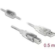 Delock Cable Usb 2.0 Type-A male Gt Type-B 0.5 m transparent  82057 4043619820573