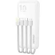 Dudao K6Pro Universāla 10000Mah barošanas banka ar Usb kabeli, Type C, Lightning balta K6Pro-White  6973687242695 85076000