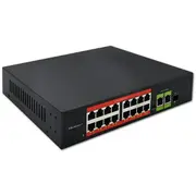 Qoltec Przełącznik sieciowy Switch Fast Ethernet Poe  16X Rj45 10/100 Mb/S 2X Uplink 1000 1X Sfp 52291 5901878522913 Wlononwcrozyb