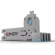 Lindy Usb Port Blocker 4P Blue w/Key - Pack 4  4002888404525