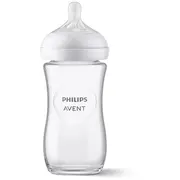 Philips Avent Natural Response stikla zīdaiņu pudelīte 240 ml, vidējas plūsmas knupītis 1M  Scy933/01 8710103990772