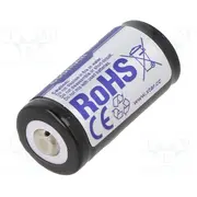 Re-Battery Li-Ion 16340 3.7V 650Mah Ø16X34Mm 1.95A En  Accu-16340-0.6-1.9 650 Button Top