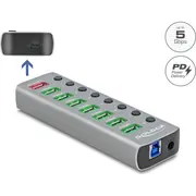 Usb3.2Gen1 Hub ar 7Portiem1Ārtās uzlādes ports, Delock  63264 4043619632640