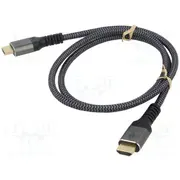 Cable Displayport plug,HDMI plug Pvc textile 4K,Uhd 2160P  Goobay-Plus-65269 65269