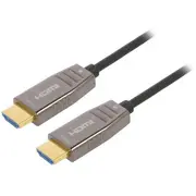 Cable Hdmi plug,both sides 15M black metal  Ak-330126-150-S