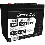 Green Cell Cube Agm Ip54 12V 55Ah Vrla Battery Gel deep cycle scooter mower boat barge tractor fishing  Agm12V55Ah-J 5904326375741