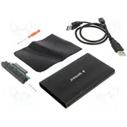 Hard discs housing 2,5 Usb 2.0 aluminium black  Ee2-U2S-5