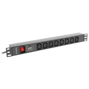 Lanberg Power Strip Pdu Rack 1U, 16A, 8X Iec C13  Pdu-08I-0200-C20-Bk 5901969424492 Liplaerak0015